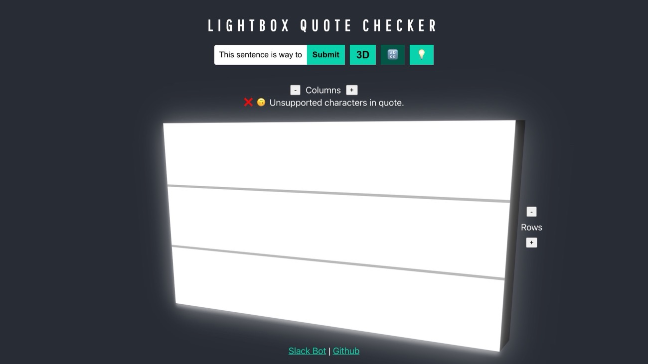 Error message for unsupported characters in a quote